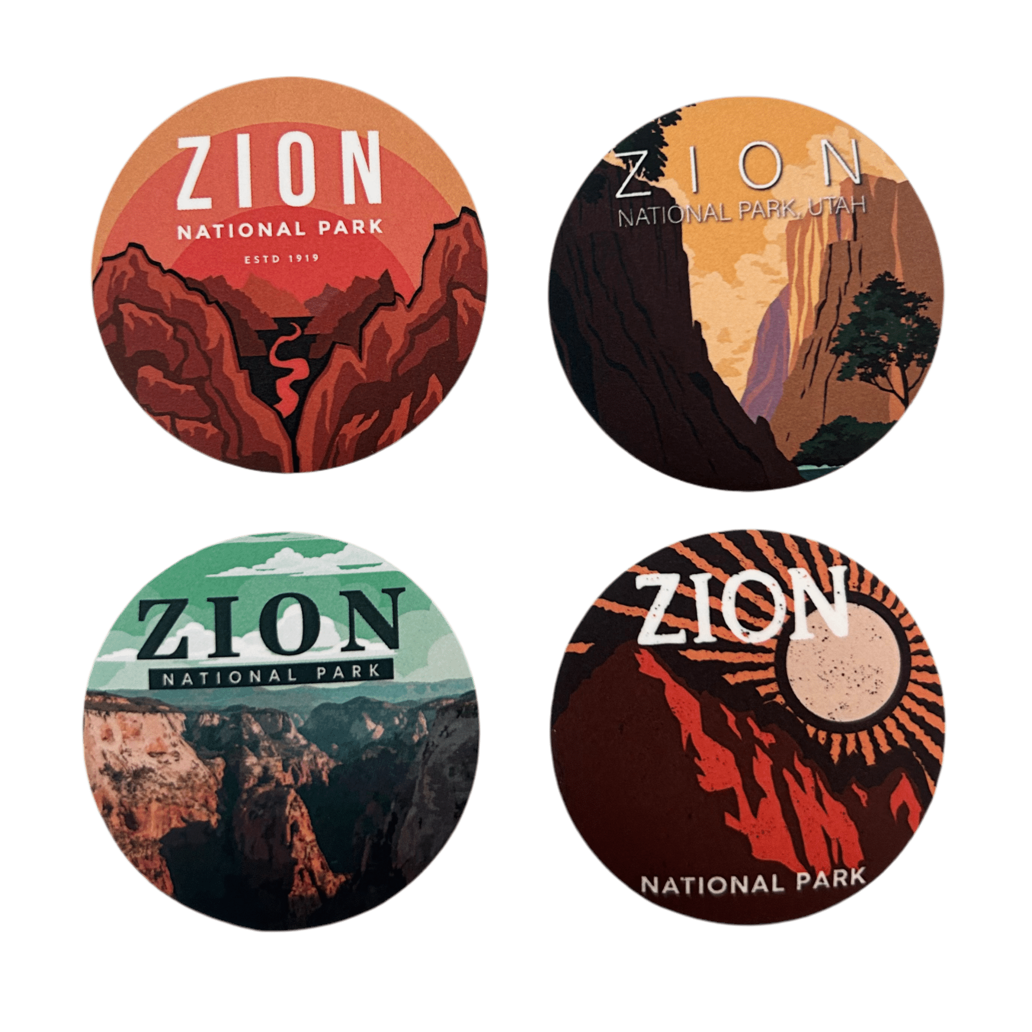 Magnet - Soft Touch - Zion 4 Pack Round - Zion Natl Park Forever Project