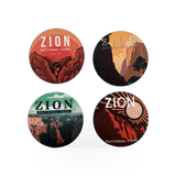 Set of four round Soft Touch Zion magnets by Better Magnets, featuring smooth, matte finish and compact size.