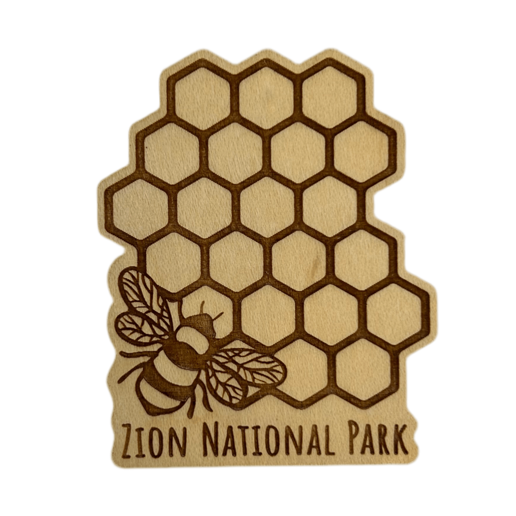 Magnet - Wood Honeycomb & Bee Zion - Zion Natl Park Forever Project