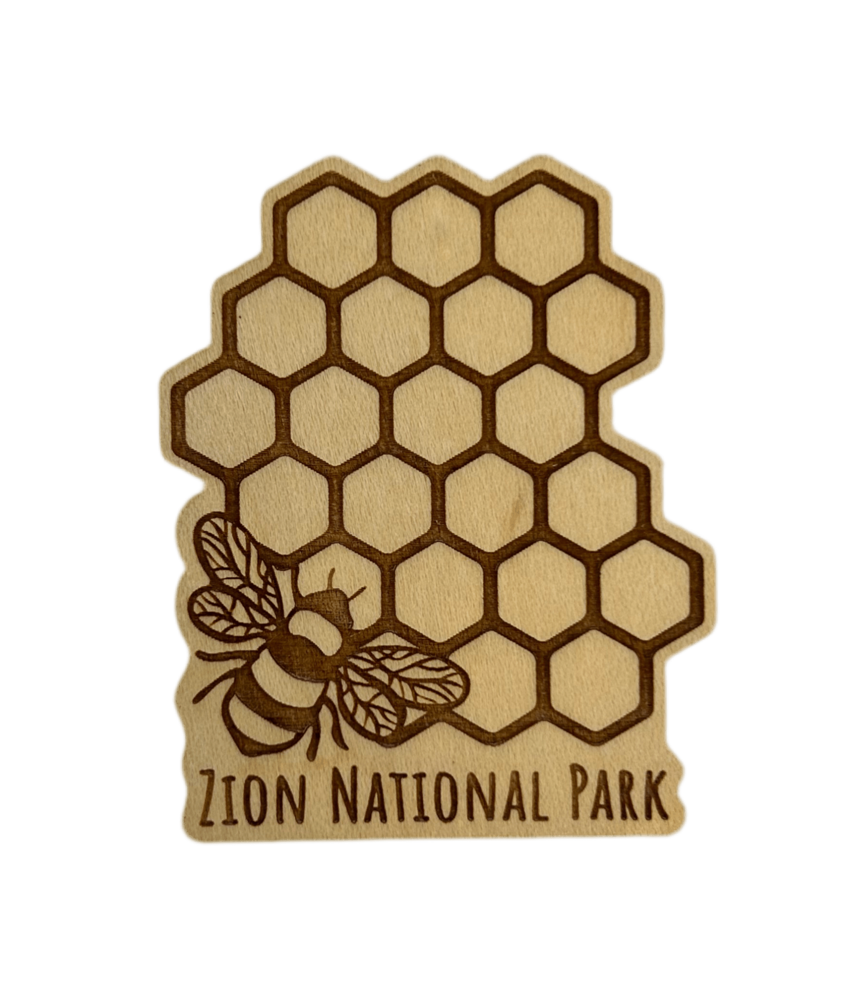 Magnet - Wood Honeycomb & Bee Zion - Zion Natl Park Forever Project