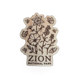 Wood Pollinator Zion magnet by Steamer Lane Design featuring a natural wood finish and detailed botanical design.