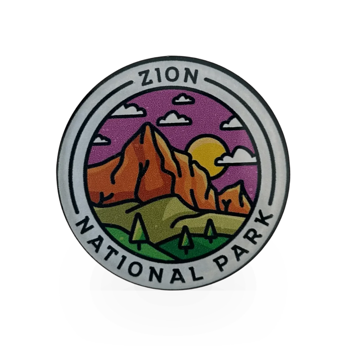 Zion Clean Circle acrylic magnet from Sticker Pack, small round decorative magnet with a modern design.