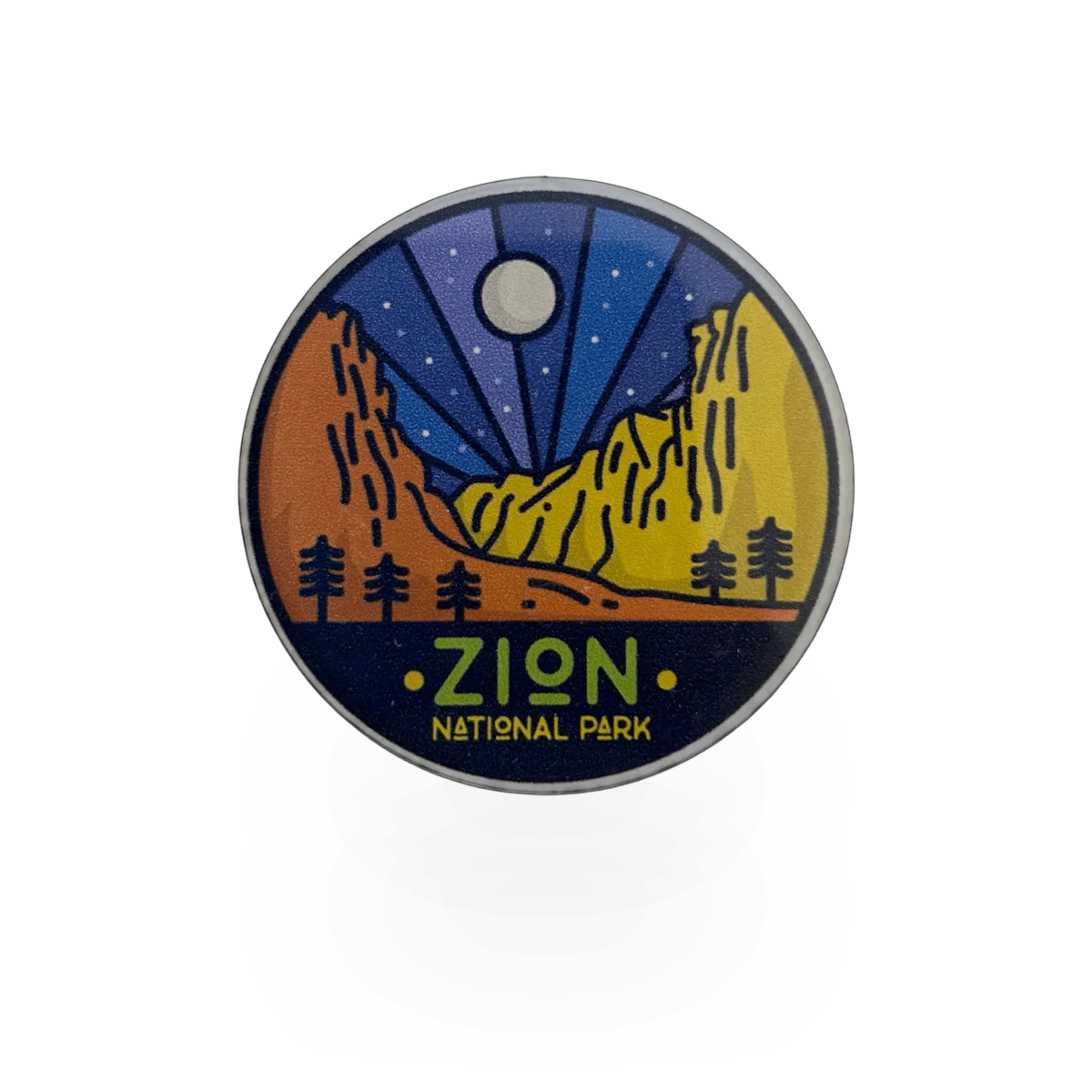 Acrylic magnet featuring Zion Clean Rounded Lines design, part of the VA Sticker Pack, with smooth rounded edges and vibrant colors.