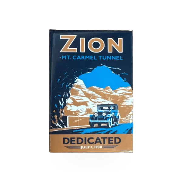 John Clark Zion Tunnel magnet showing a detailed tunnel design with vibrant colors and intricate patterns.