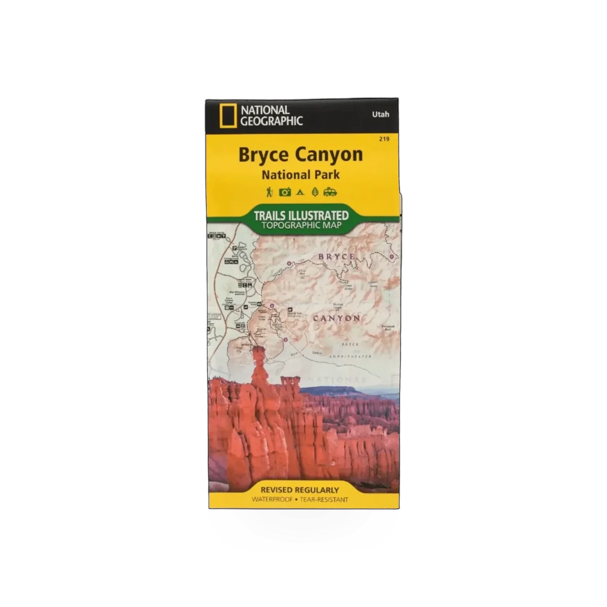 National Geographic Maps of Bryce Canyon National Park, detailed topographic map with landmarks and trails.