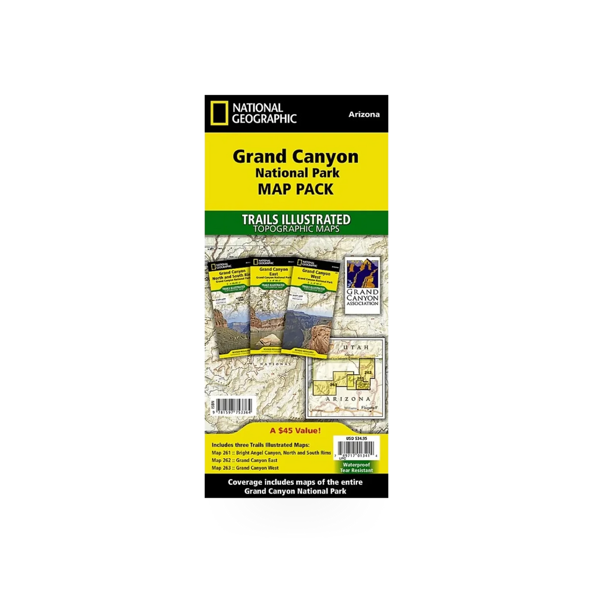 National Geographic Maps of the Grand Canyon, detailed topographic map with natural terrain features and landmarks.