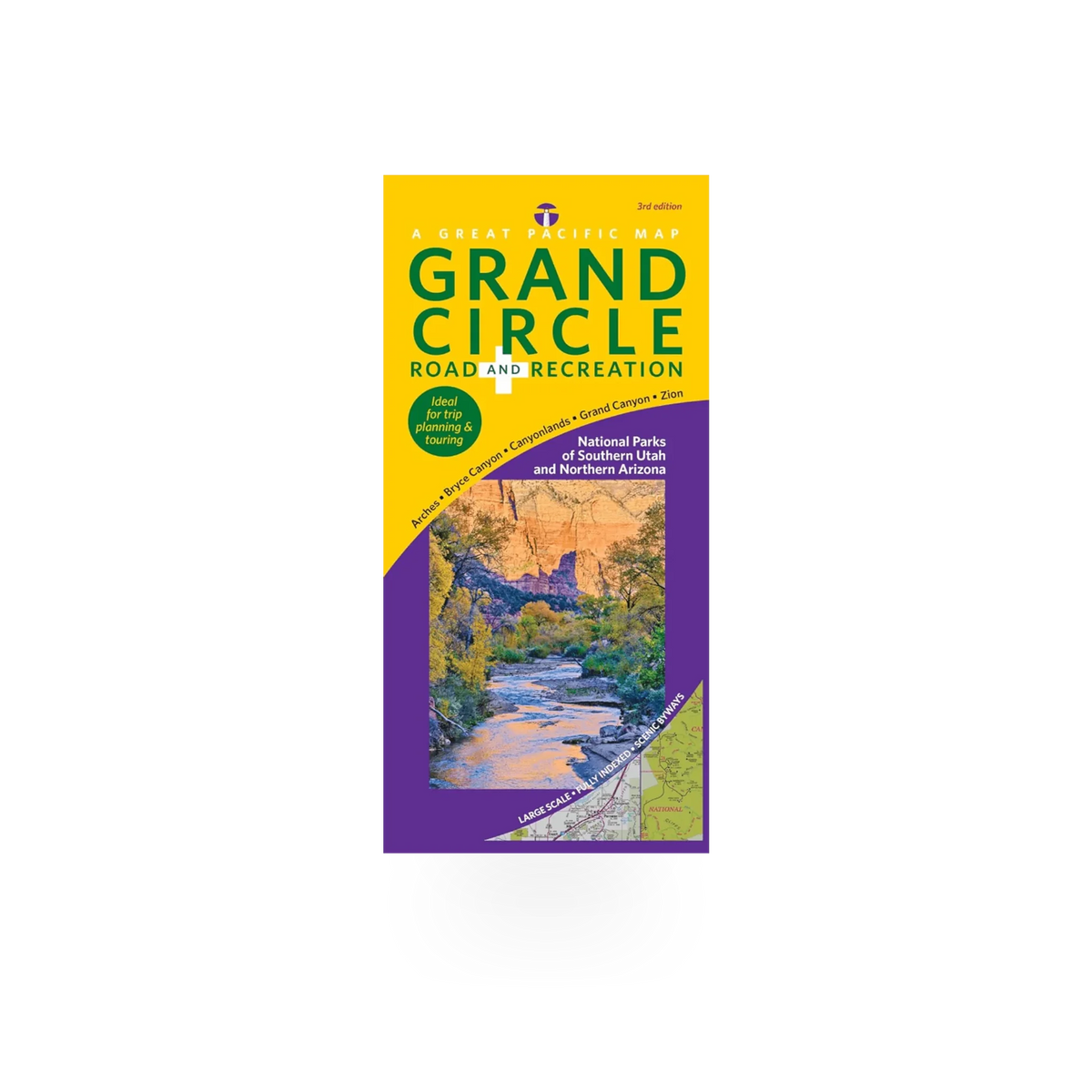 Map of the Grand Circle Road and Recreation area by Big West Maps, showing detailed routes and landmarks.
