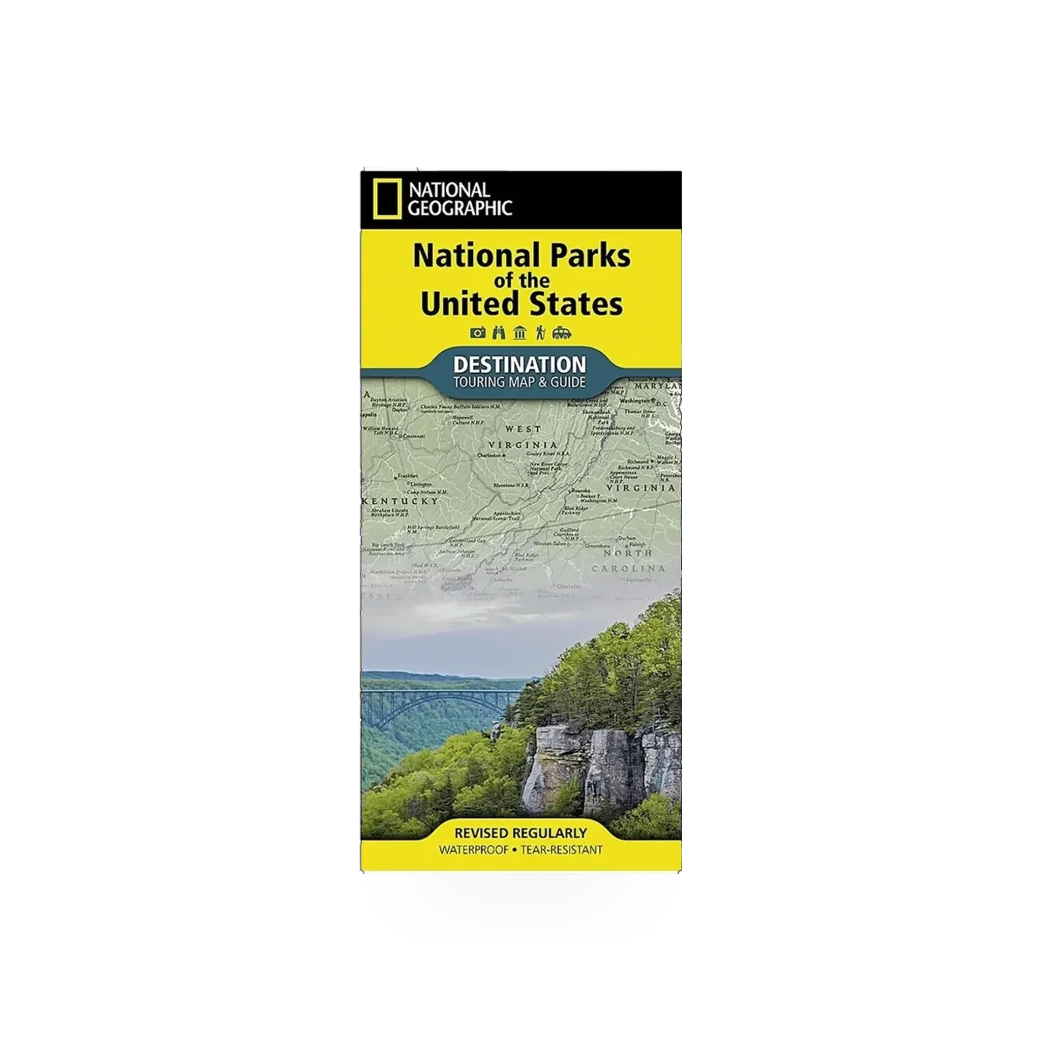 Detailed map of U.S. National Parks by National Geographic Maps, showing park locations and geographic features.