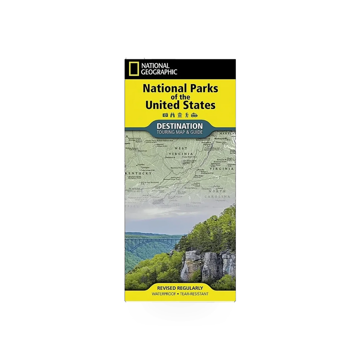 Detailed map of U.S. National Parks by National Geographic Maps, showing park locations and geographic features.