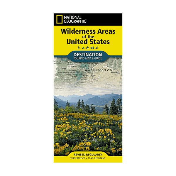 Detailed National Geographic Maps of US Wilderness Areas with natural landscapes and marked trails, showcasing wilderness regions.