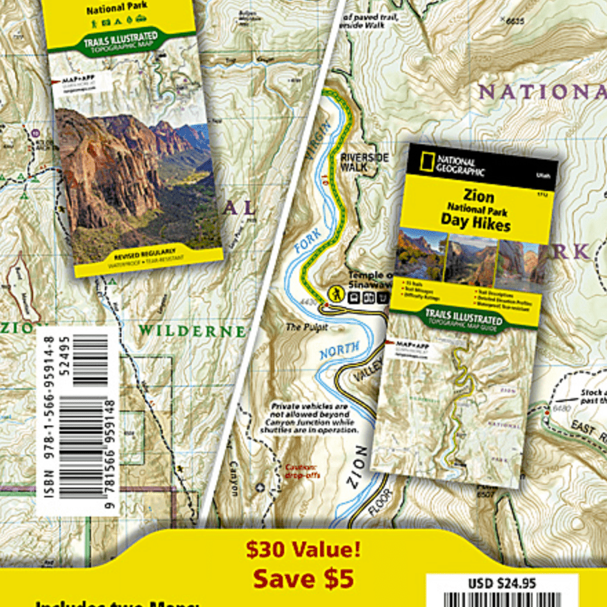 Map - Nat Geo Zion NP & Day Hikes Bundle - Zion Natl Park Forever Project