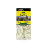 Detailed map of Zion National Park day hikes by National Geographic Maps, showing trails and terrain features.