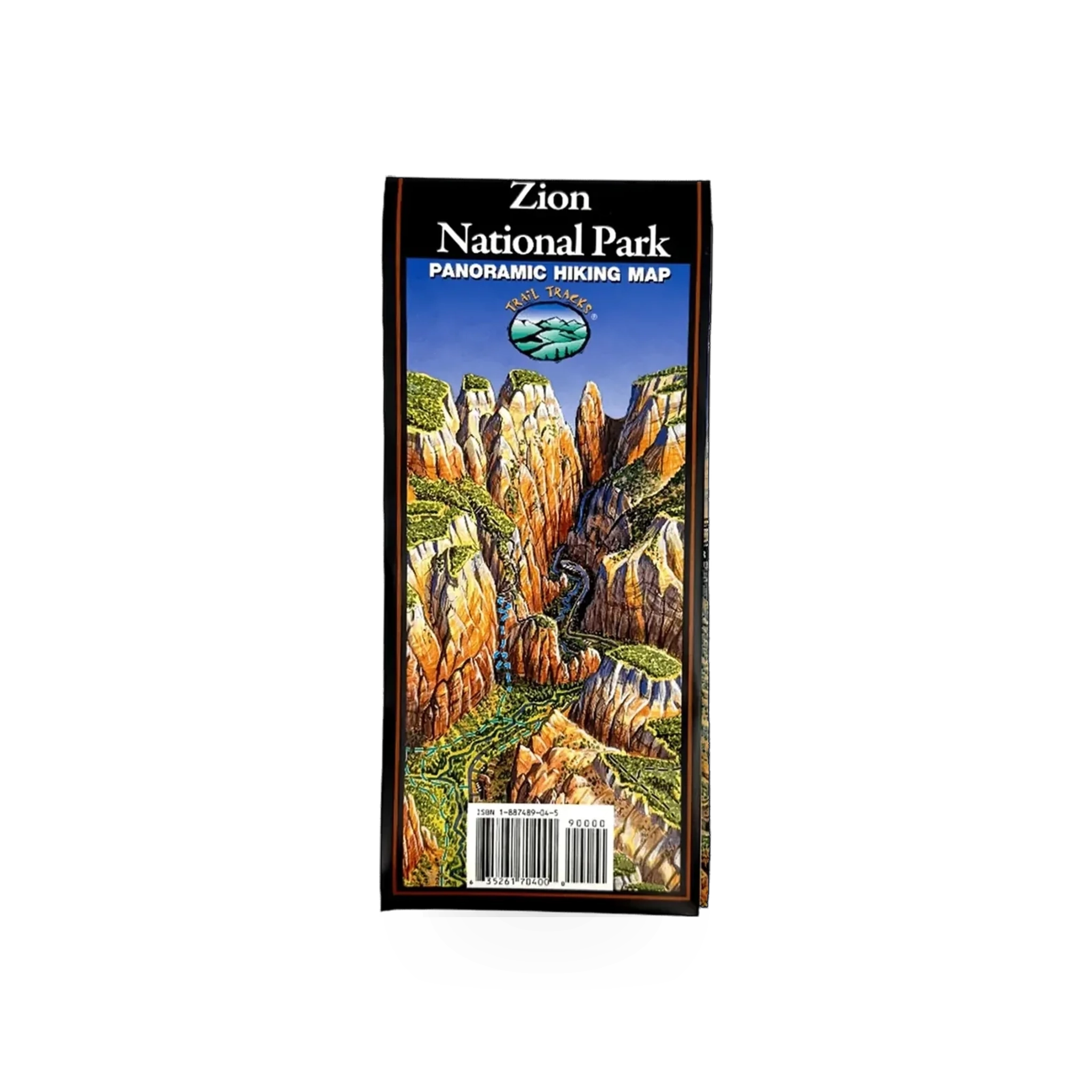 Trail Tracks Zion Pano Trail Tracks map, detailed panoramic hiking trail map of Zion National Park from Trail Tracks.