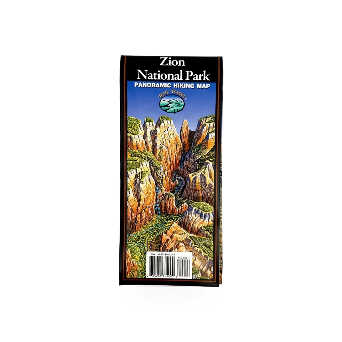 Trail Tracks Zion Pano Trail Tracks map, detailed panoramic hiking trail map of Zion National Park from Trail Tracks.