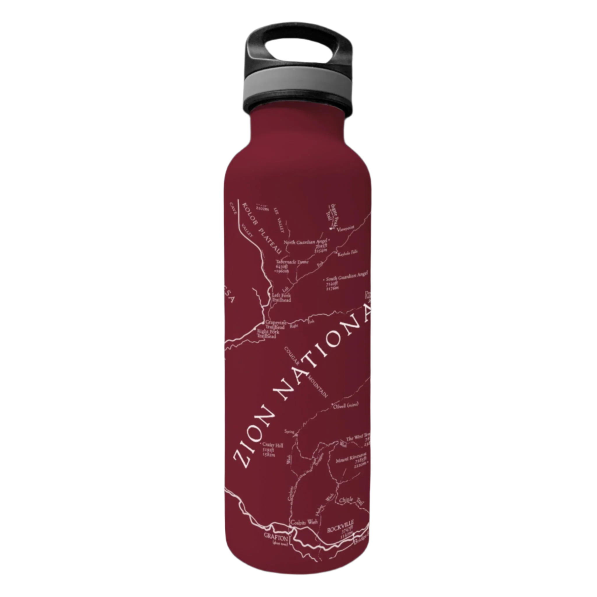 Water Bottle - Zion Map - Zion Natl Park Forever Project