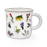 16 oz ceramic mug featuring wildflower illustrations from the Wildflowers of the USA theme by McGovern Maps.