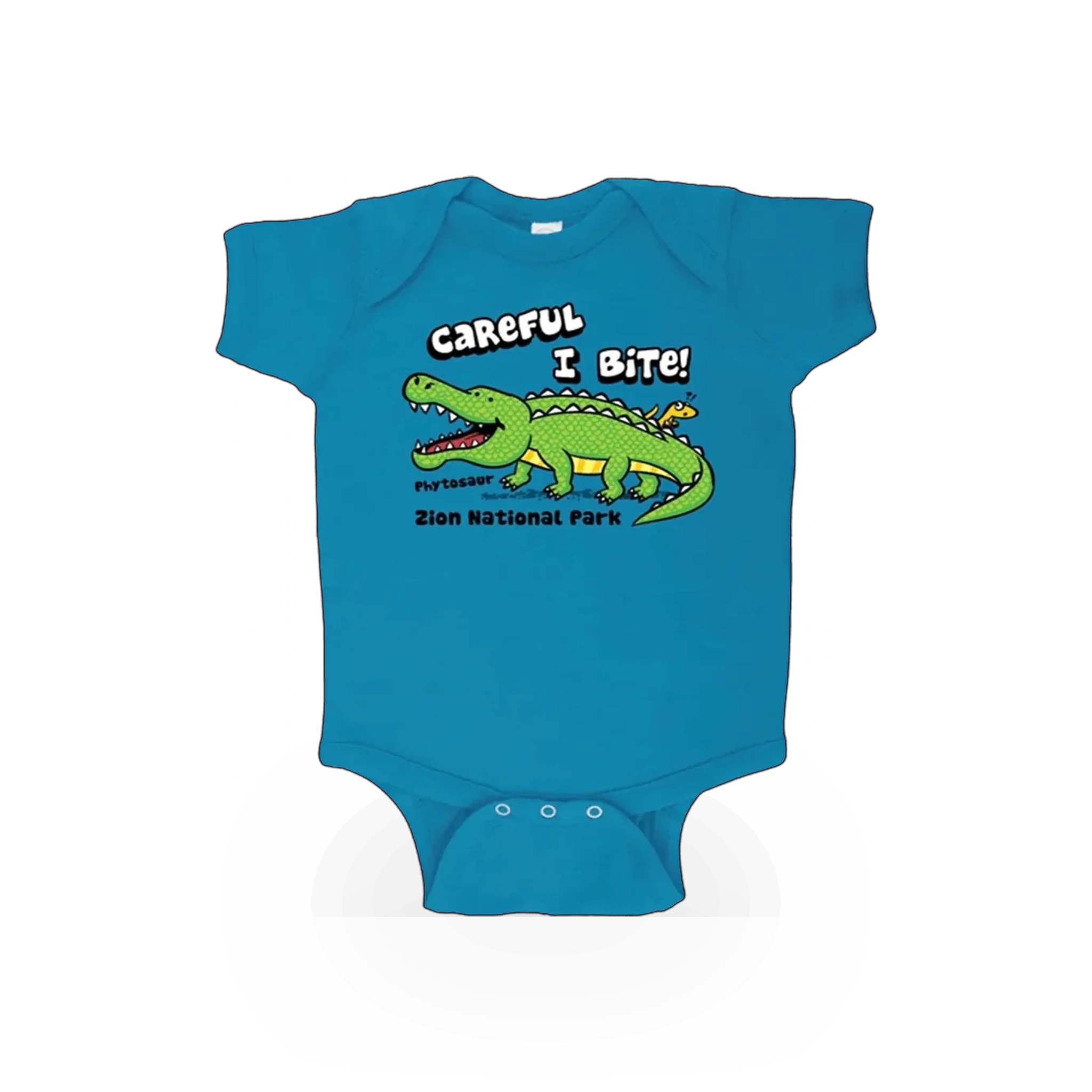 Yellow dinosaur-themed onesie for kids by Julie + Joe, featuring a Phytosaur design, perfect for comfortable play and sleep.