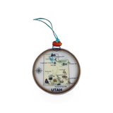 Glass Utah Parks ornament by Pampeana featuring a detailed scenic design of Utah's famous national parks.