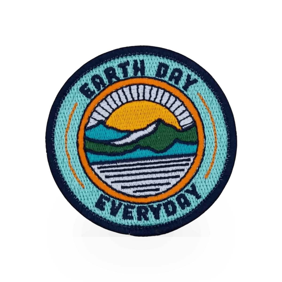 Outpatch Earth Day themed patch featuring a colorful Earth design on fabric, suitable for eco-friendly projects and clothing.