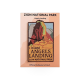 Eagle River Designs patch featuring "I Hiked Angels Landing" theme, with detailed mountain and hiking design on fabric patch.