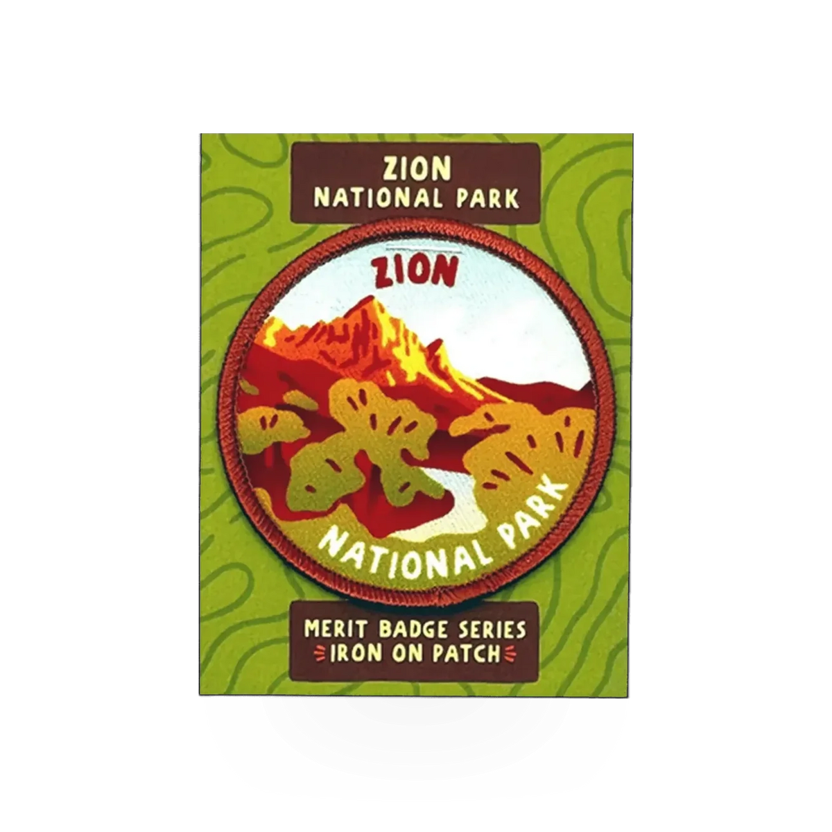 Eagle River Designs Zion National Park-themed merit badge patch, 2.5-inch embroidered patch with scenic design.