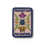Outpatch Pollinators theme patch featuring colorful bees, butterflies, and flowers on fabric for decorative or crafting use.