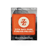 Orange square patch featuring Zion Forever theme by Hogeye, Inc., with detailed embroidered design.