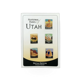Set of five Eagle River Designs Utah National Parks themed enamel pins featuring iconic park symbols and landmarks.