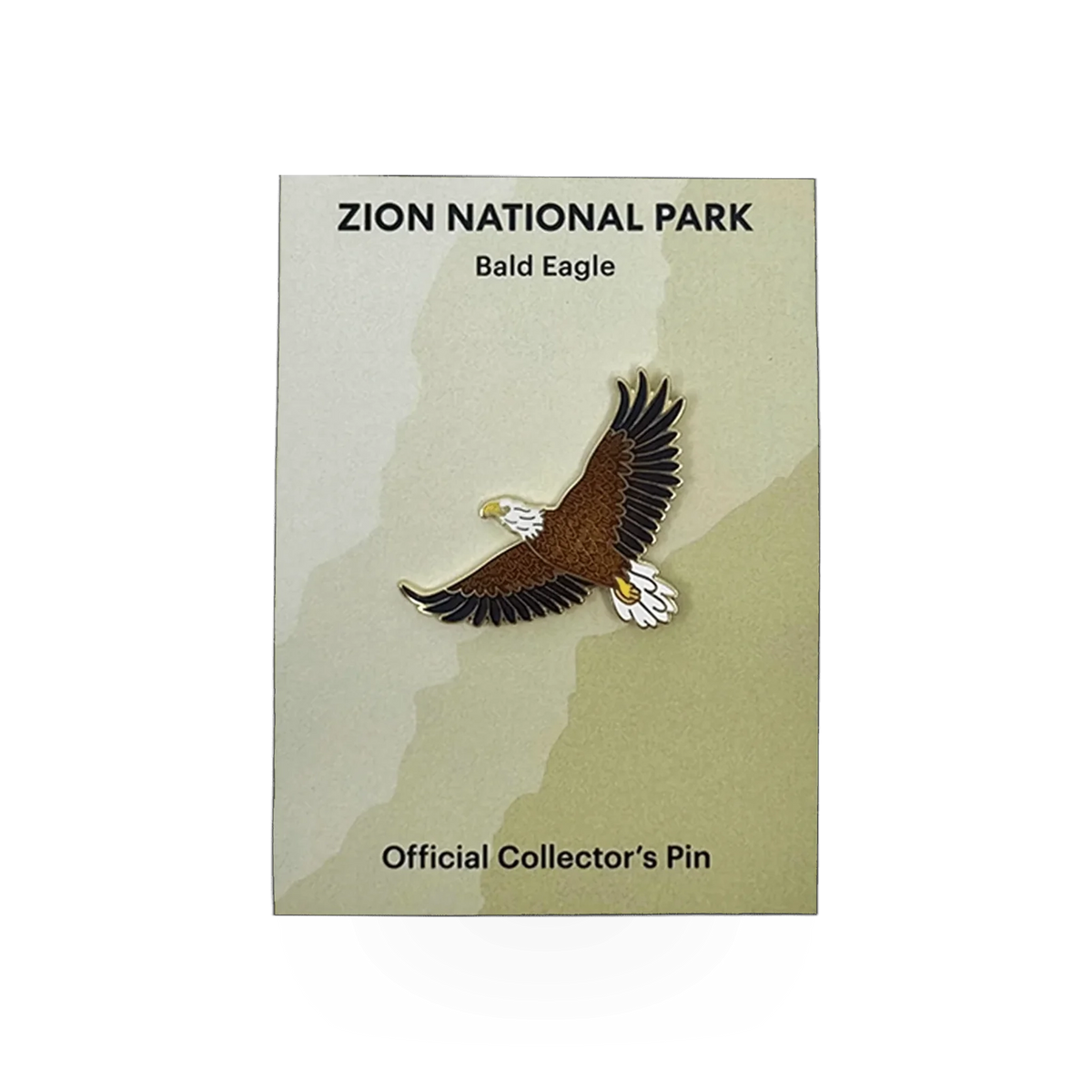 Eagle River Designs bald eagle themed pin featuring a detailed illustration of a majestic bald eagle bird.
