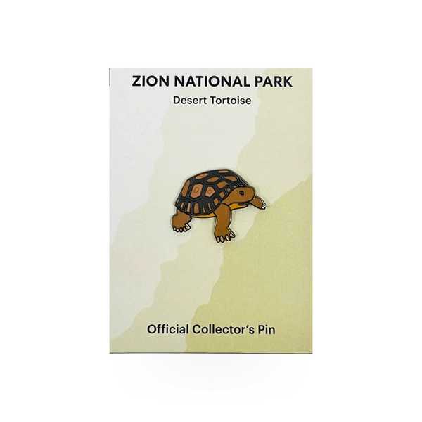 Desert tortoise themed pin by Eagle River Designs, featuring a detailed animal illustration on a metal pin.