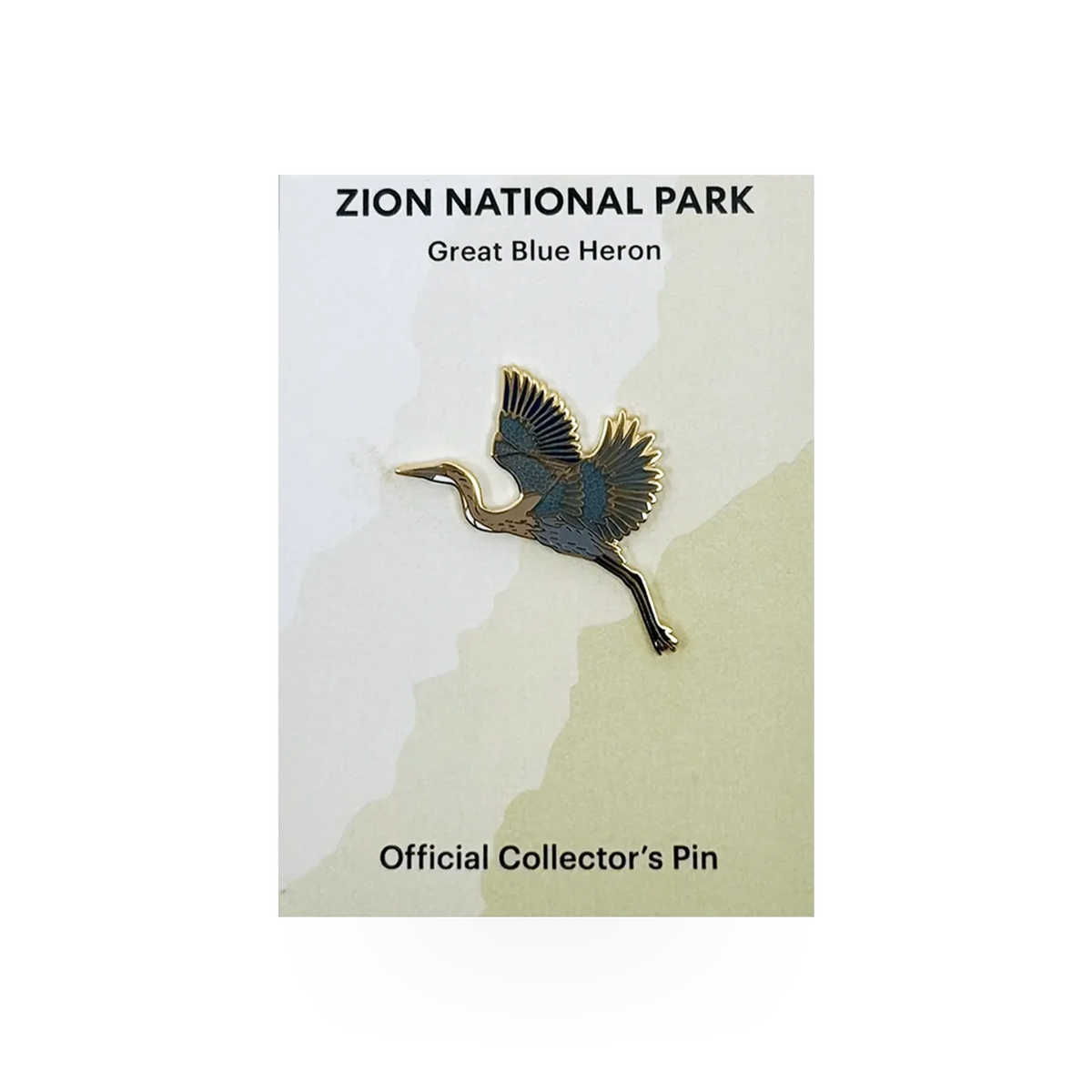 Eagle River Designs Great Blue Heron animal theme pin featuring a detailed blue heron illustration on a metal pin.