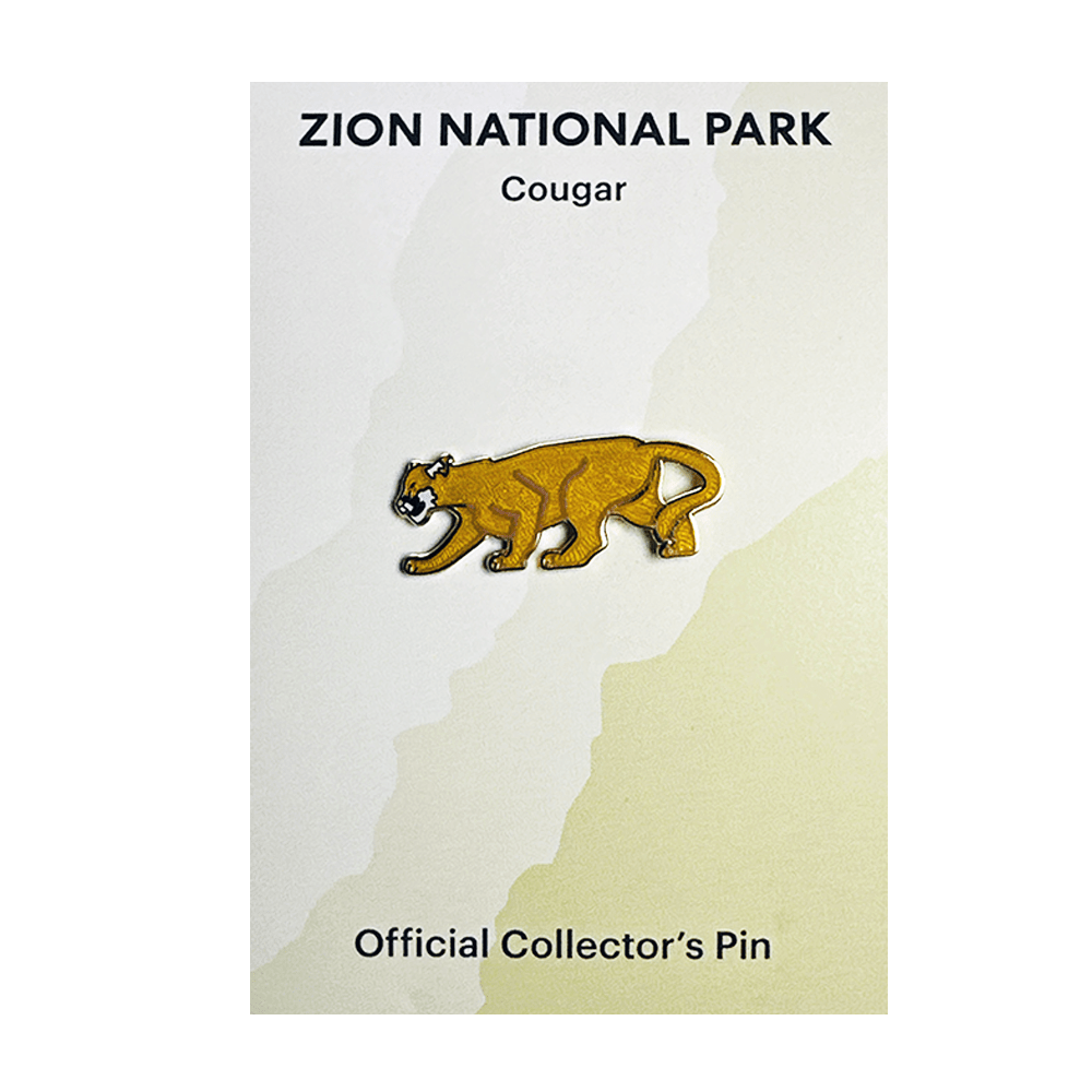 Animal mountain lion cougar theme pin by Eagle River Designs, detailed metal pin featuring a realistic mountain lion design.