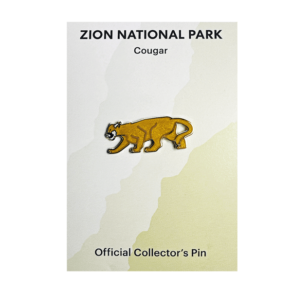 Animal mountain lion cougar theme pin by Eagle River Designs, detailed metal pin featuring a realistic mountain lion design.
