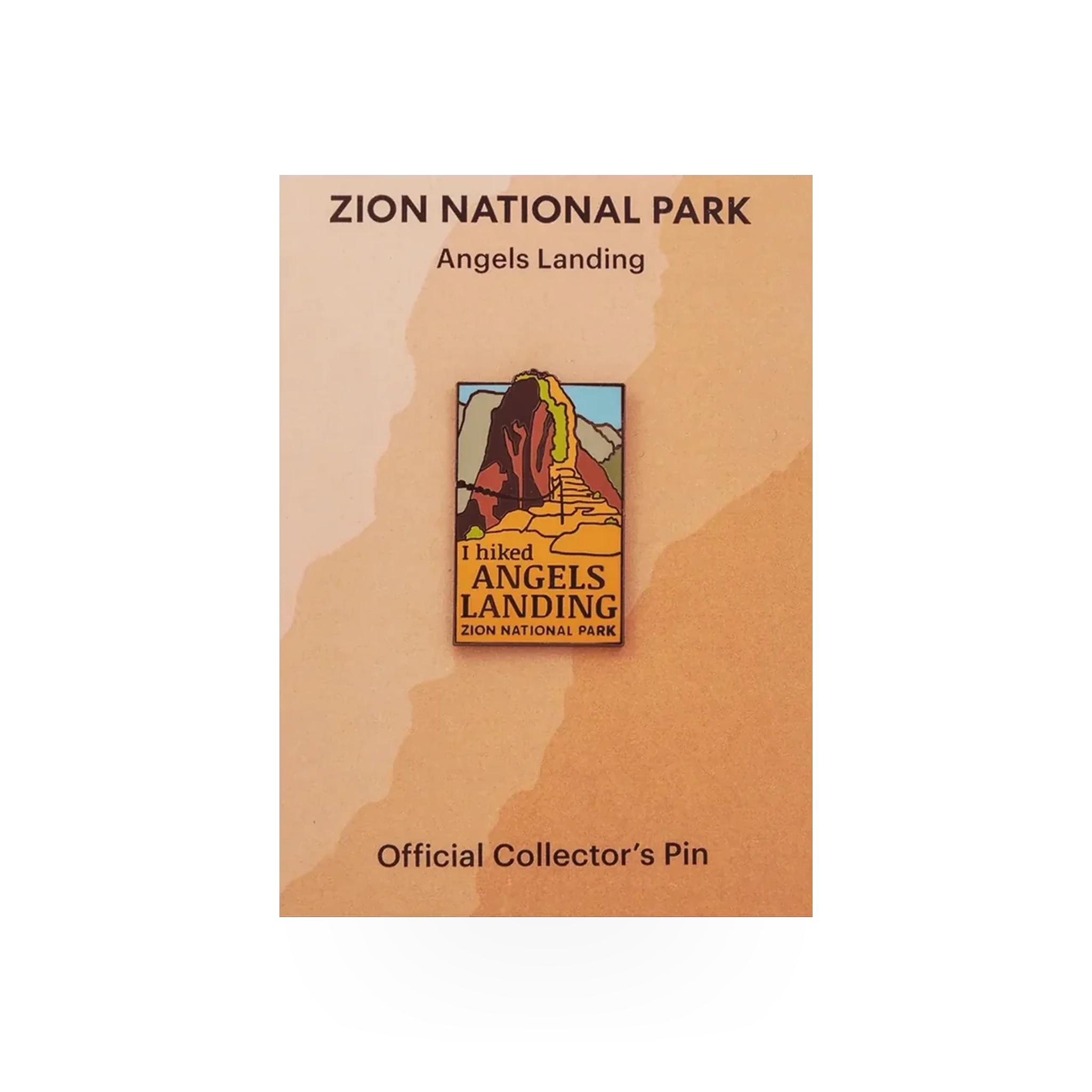 Eagle River Designs Zion Angels Landing themed pin featuring a detailed depiction of the famous rock formation.