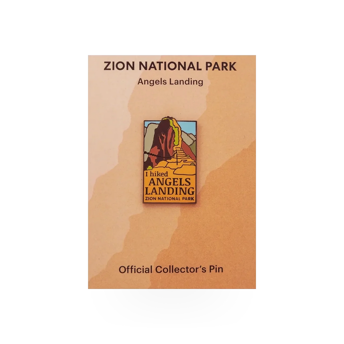 Eagle River Designs Zion Angels Landing themed pin featuring a detailed depiction of the famous rock formation.