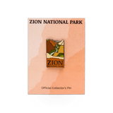 Eagle River Designs Zion National Park themed enamel pin featuring a scenic mountain and park landscape illustration.