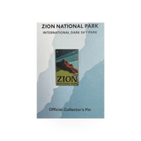 Eagle River Designs Zion National Park Dark Sky theme pin featuring a night sky scene and park landscape.