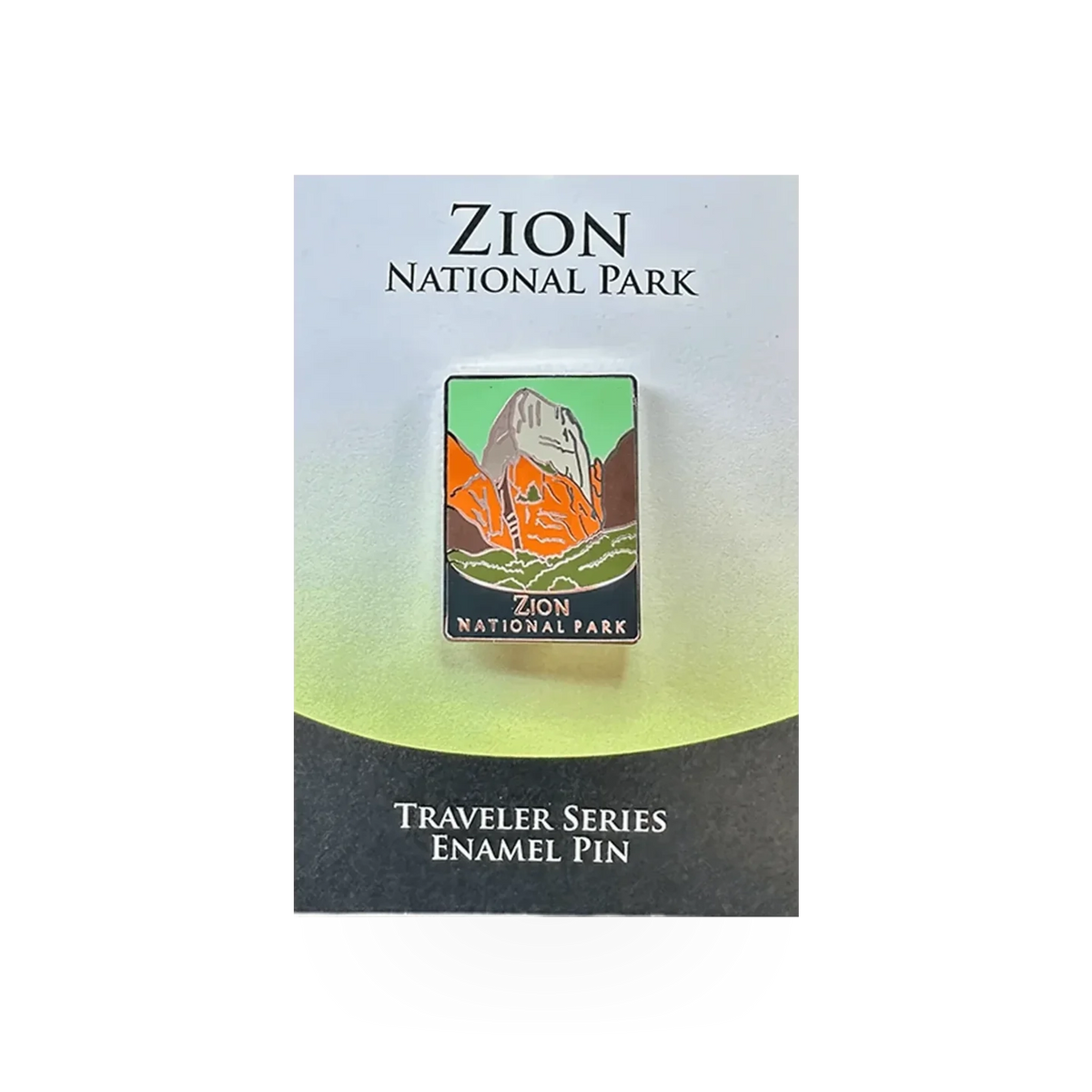 Eagle River Designs Zion National Park Traveler theme pin featuring a detailed design of Zion landscape and park symbols.