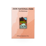 Eagle River Designs Zion Watchman themed pin featuring detailed artwork of the Zion Watchman rock formation in vibrant colors.