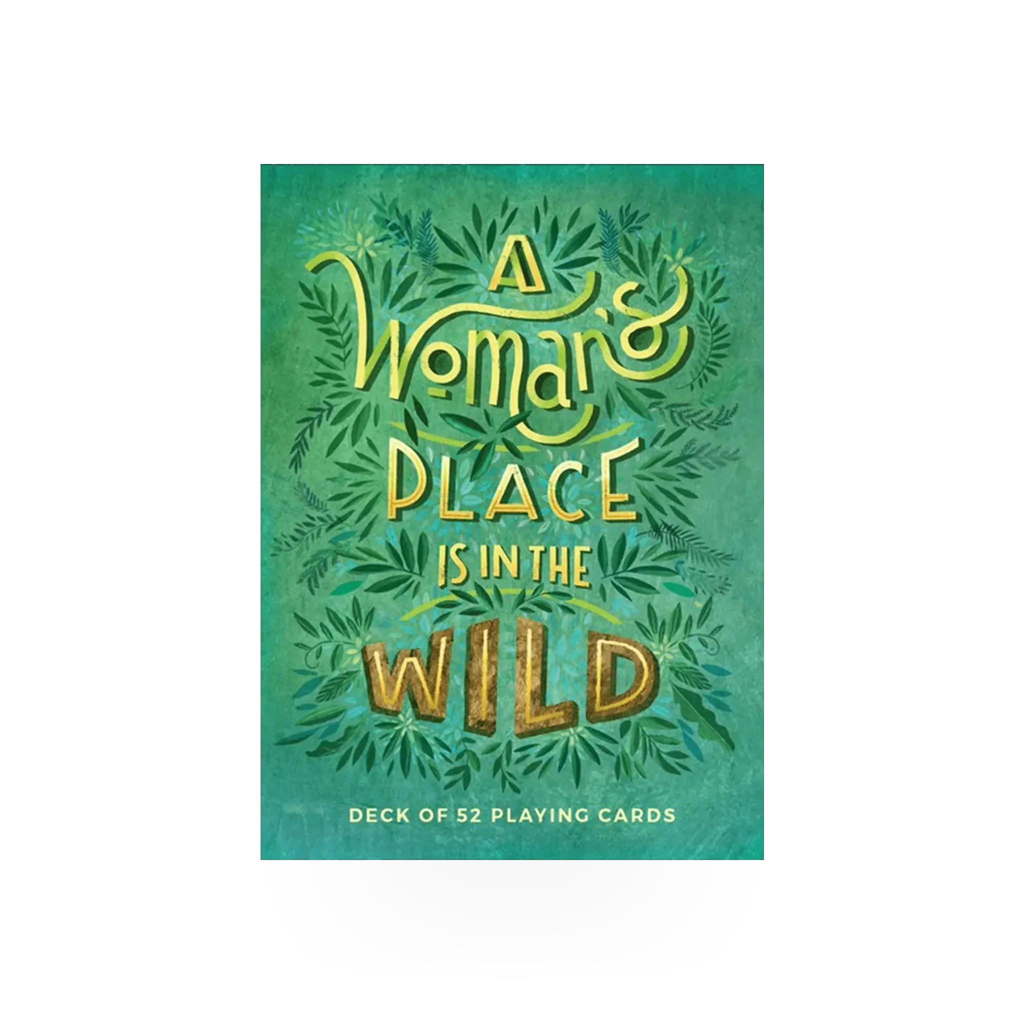Playing cards titled "A Woman's Place" by Mountaineers Books featuring a woman depicted on the card design.