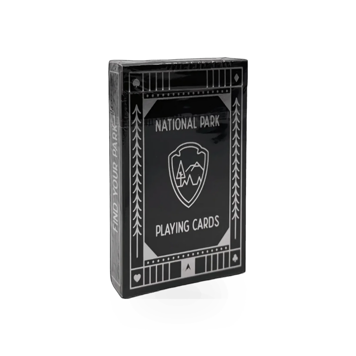 Black and white national park playing cards by Micah Hoang, featuring iconic park images on each card.