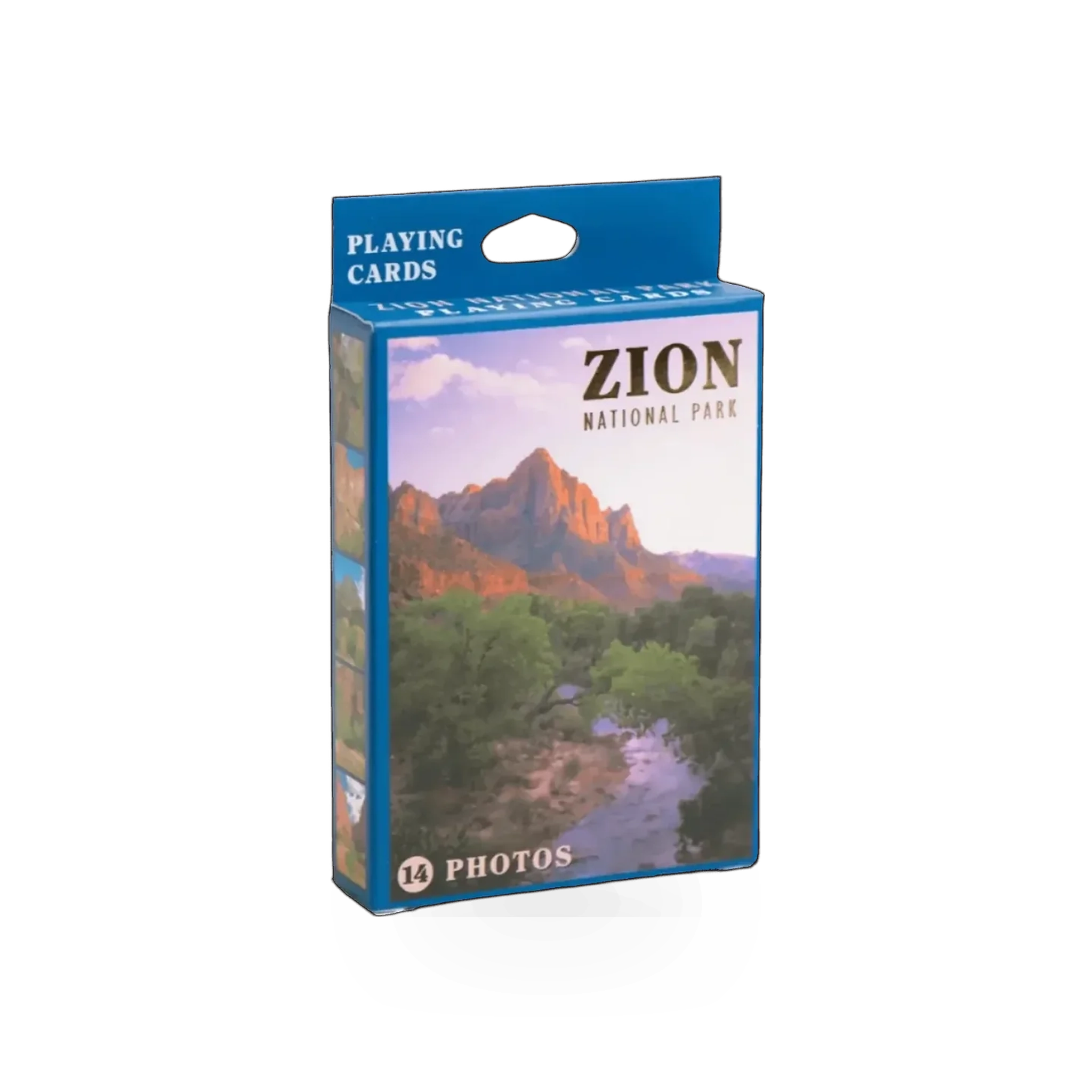 Impact Photographics Zion playing cards with vibrant design, featuring a 470-PLY VA card deck on a plain background.
