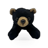 Black plush bear hand-sized toy from Unipak, 6-inch soft and cuddly stuffed animal with detailed features.