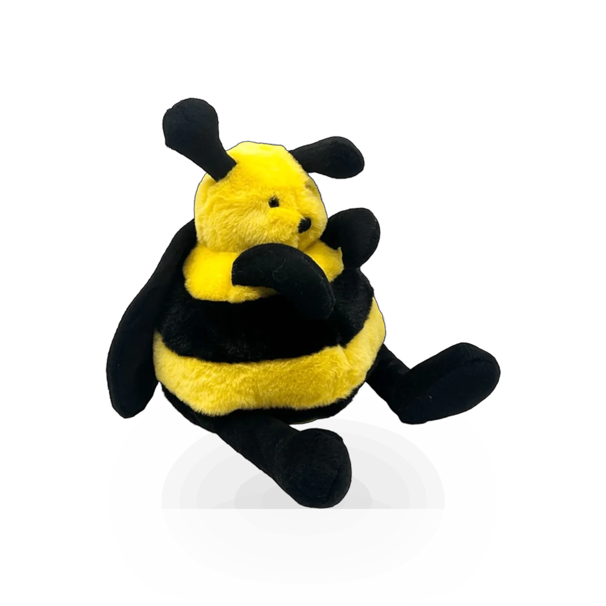 Unipak Plush Bee Baby Plumpee 8.5-inch soft stuffed toy with yellow and black bee design, suitable for young children.