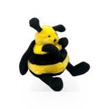 Unipak Plush Bee Baby Plumpee 8.5-inch soft stuffed toy with yellow and black bee design, suitable for young children.