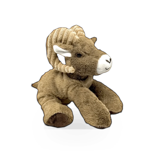 Soft plush Bighorn sheep toy by Zoologee / The Petting Zoo, featuring realistic details and a cuddly texture.