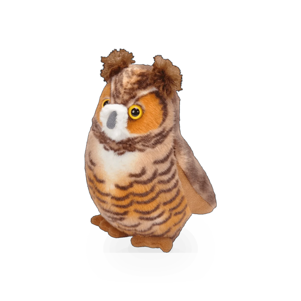Soft plush Great Horned Owl bird by Wild Republic, featuring realistic details and a cuddly, huggable design.