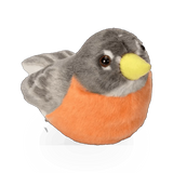 Soft plush Robin bird toy by Wild Republic, featuring detailed orange beak and vibrant red and brown feathers.