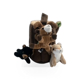 Unipak Plush Treehouse Animals Finger Puppets set featuring colorful soft animal characters for children’s imaginative play.