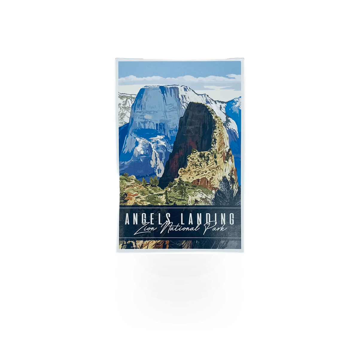 Lantern Press postcard featuring Angels Landing in Zion National Park with scenic mountain views and rugged cliffs.
